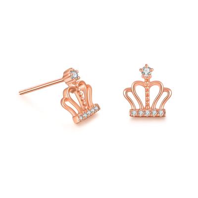 China CLASSIC 14K 18K Solid Gold Fashion Earrings Crown Diamond Earrings Gold Stud Earrings for sale