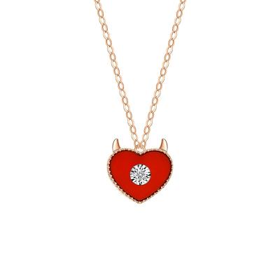 China Fashionable 2021 Agate Clavicle Chain Woman Christmas Gift CLASSIC Heart Pendants 18K 14k Rose Gold Diamond Necklace Red new for sale