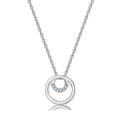 China CLASSIC Hot Fashionable Customized Double Circle Setting Diamond Pendant Necklace 14K Gold Round Pendant Necklace For Women for sale