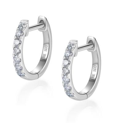 China CLASSIQUE 2021 New Designer Popular 18K 14k Solid Gold Hoop Earrings Setting Small Diamond Earrings For Women for sale