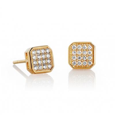 China 18K Gold Diamond Earrings Jewelry Pave Hot Sales Jewelry 2021 TRENDY Classic Setting 18k Platinum Plated Gold Stud Earrings Women for sale