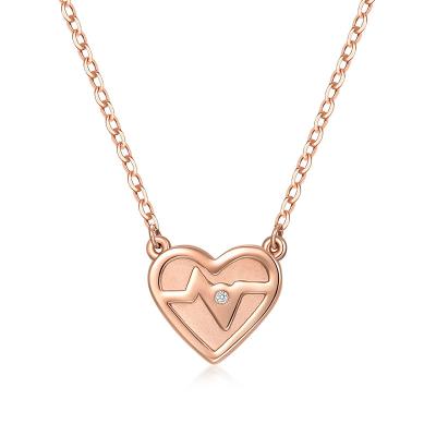 China Jewelry Manufacturer Natural Diamond Tiny Heart Shaped Pendant 18K 14K Gold Heart Necklaces CLASSIC Pure Beat Choker for sale