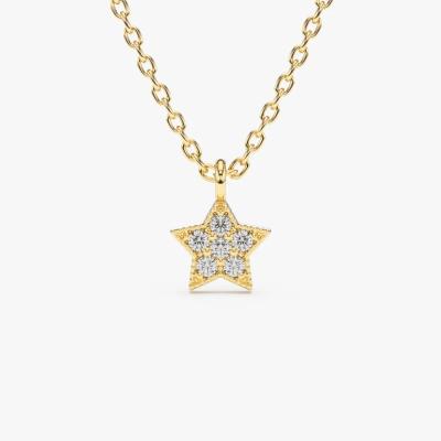 China Real Pure Solid Gold CLASSIC Diamond Necklace Natural Diamond Star Necklace 18K Gold Fashion Jewelries for sale