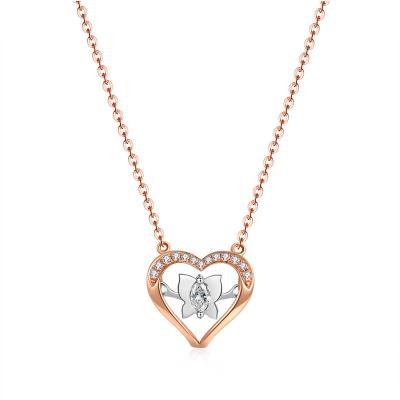 China New CLASSIC Luxury Jewelry 14K 18K Rose Gold Heart Pendant Necklace Women Gift For Her Diamond Necklace for sale