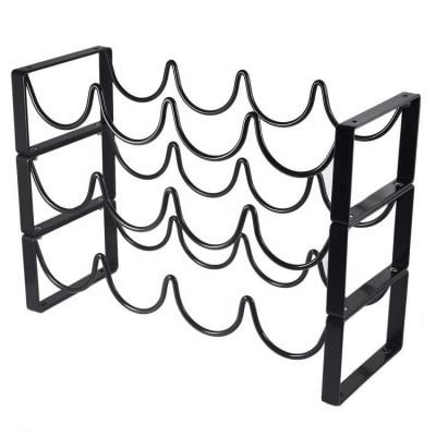 China 3Tier Forged Metal Standable Stackable Wine Rack Classic Style Wine Racks For Bottles Bar Cellar Basement Cabinet Pantry for sale