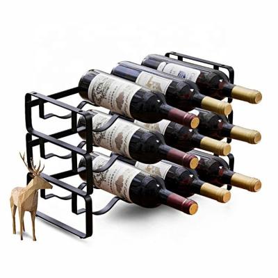 China Sleek Wrought Iron Wine Rack Wine Rack Stackable Storage Table Rack Elegant Rack for sale