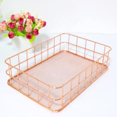 China Viable Organizer Wire Storage Basket Metal Household Storage Bin for Clothing Storage Fruit Desktop Snack Tray Kitchen Tool for sale