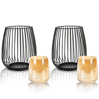 China Fashionable direct supply iron factory metal wire black tea light candle holder for events parties and wedding indoor outdoor decorations for sale