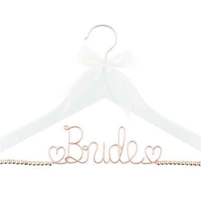 China Eco-Friendly Hanger Personalized Bridal Wedding Dress Hanger With Handmade Wire Name And Date Custom Bride Bending Hanger For Bridal Shower Party for sale