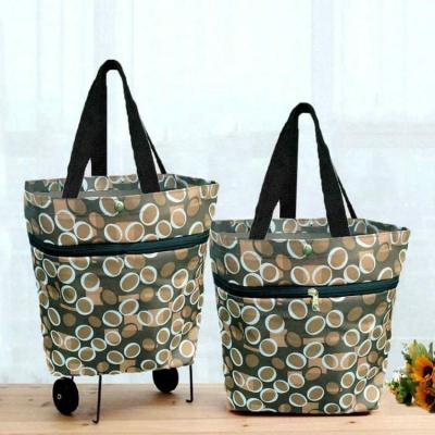 China Reusable Wholesale Waterproof Oxford Cloth Folding Shopping Trolley Bag Shopping Trolley for sale