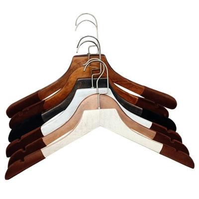 China Wholesale custom logo eco-friendly assembled coat hanger wooden antique color assembling non-slip coat hanger adult wooden coat hanger for sale