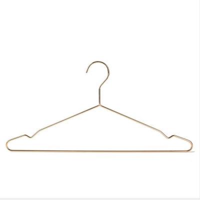 China Wholesale High Quality Delicate Eco-friendly Heavy Duty Pink Clothes Hanger Gold Metal Wire Coat Suit Dress Clothes Hanger Gold Laundry Hanger for sale