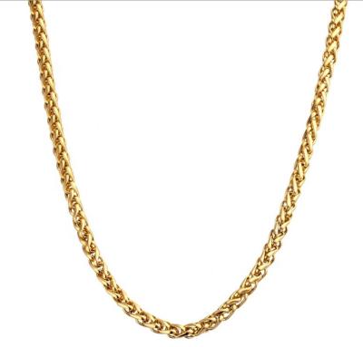 China 2021 TRENDY Fashion Mens Stainless Steel Chain Gold Plated 3mm 5mm Wheat Metal Necklace for sale