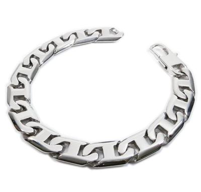 China Nickel Free Handmade Stainless Steel Sailor Chain Link Mens Flat Bracelet 11mm 8.5 Inch Bracelets for sale