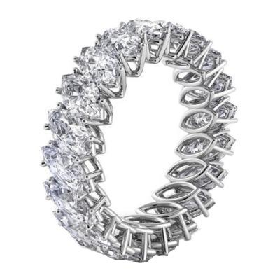 China Silver Custom Eternity Ring Wedding Band Marquise Channel Setting Rainbow Zircon Eternity Bands Diamond 925 Sterling Silver CZ for sale