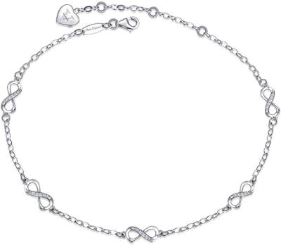 China Heart of Infinity Design S925 Sterling Silver Anklet Adjustable Beach Style Punk Anklet for Women and Children for sale