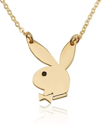 China Handmade Hiphop 18K Gold Bunny Symbol Necklace Charm Adult Rabbit Pendant With Cuban Link Chain for sale