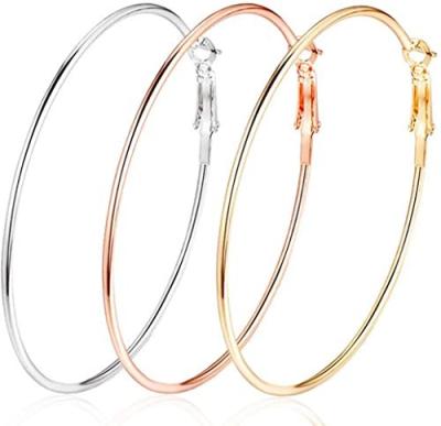 China Cute/Fashion/Elegant/Trendy 3 Pairs of Big Hoop Earrings, Stainless Steel Hoop Earrings 14K Gold Plated for Women Girls Sensitive Ears for sale