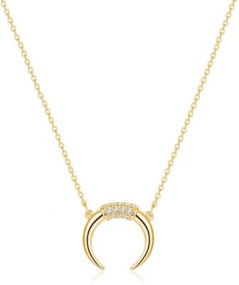 China Stainless Steel Nickel Free Half Moon Pendant Necklace 14K Gold Plated Tasty Chain Simple Jewelry Gift for sale