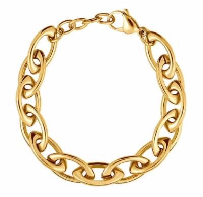 China Hiphop Fashion Jewelry Bangles Bangles Gold Plated Stainless Steel Chunky Link Chain Bracelets For Women for sale