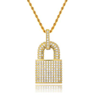 China 2020 Hip Hop Diamond Iced Out Lock Pendant 18K Gold Plated for sale