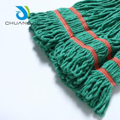 China Custom Sustainable Size 350g Color Logo Practical Replaceable Floor Cleaning Cotton Mop Wet Head for sale