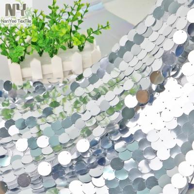 China Anti-Static Textile 18mm Large Dot Plain Silver Sequin Fabric by Nanyee for sale