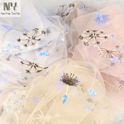 China Nanyee Breathable Textile Light See Net Sequin Fabric For Children's Garments for sale