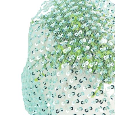 China New Nanyee Shrink-Resistant Textile Turquoise Aqua Beads Wedding Fabric With Sequins for sale