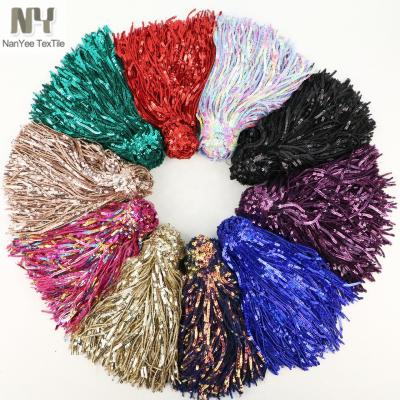 China Nanyee Sustainable Textile 17cm Length Water-Soluable 3mm Sequin Fringe In Stock for sale