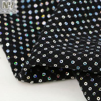 China Nanyee Stretch Sequin On Fabric 3mm Mini Retro Stretch Sequin On for sale