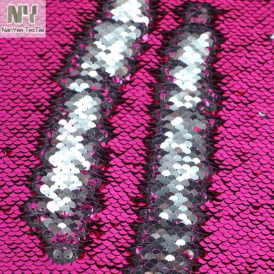 China Nanyee Textile Plum Silver Color Changing Embroidery Breathable Sequin Fabrics for sale