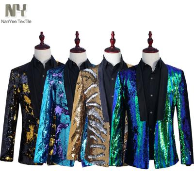 China Double Faced Iridescent Reversible Reversible Nanyee Textile Green Sequin Costume Fabric for sale