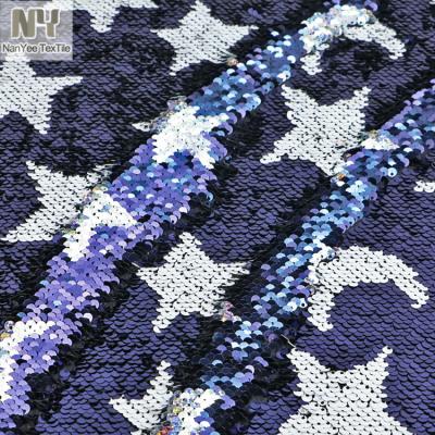 China Nonwoven Lining Nanyee Textile Navy Pillow Cushion Star Moon Sequin Nonwoven Lining Fabric for sale