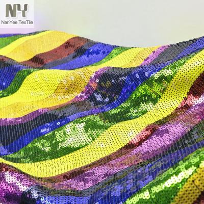 China Breathable Nanyee Textile 5mm Middle Hole Multi Colors Embroidered Wave Sequin Fabric for sale