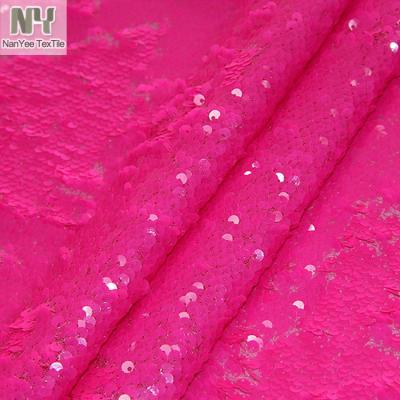 China Nanyee Fluorescent Textile 5mm Hot Pink Sequin Fluorescent Fabric for sale