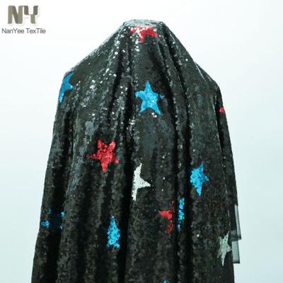 China Nanyee Textile 5mm Sequin Fluorescent Embroidery All Blanket Multi Color Star Fabric for sale