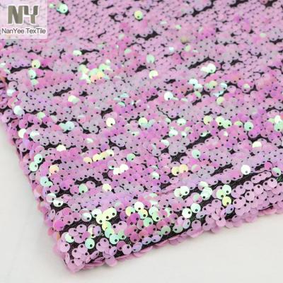 China Pastel Pink Sequin Dancewear Fabric Nanyee Textile Iirdescent Sequin Dancewear Fabric for sale