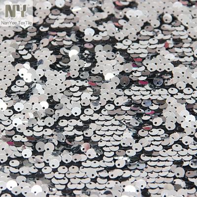 China Nanyee Fluorescent Textile Good Quality Metallic Silver Sequin Fabric for sale