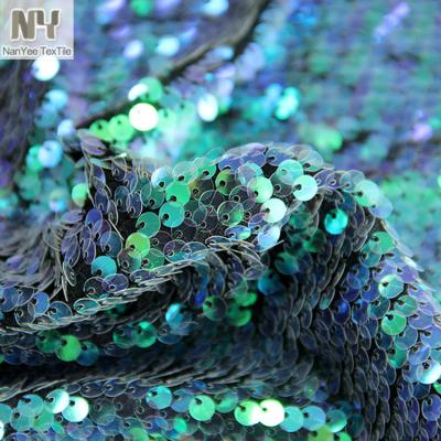 China Nanyee Fluorescent Textile Wholesale Green Iridescent Color Mermaid Sequin Fabric for sale