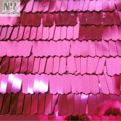 China Nanyee Breathable Textile Hot Pink Orthogon Rectangle Sequin Fabric for sale