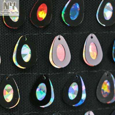 China Breathable Nanyee Textile Two Layer Colorful Water Rain Drop Sequin Fabric for sale