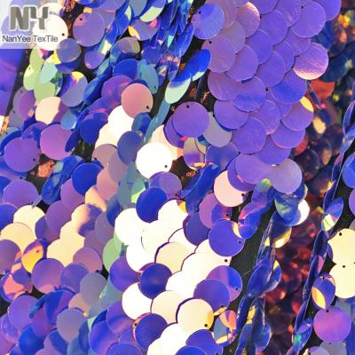 China Full Cover Fluorescent Dreamy Color Changing Imagination 18mm Textile Nanyee Sequin Fabric for sale