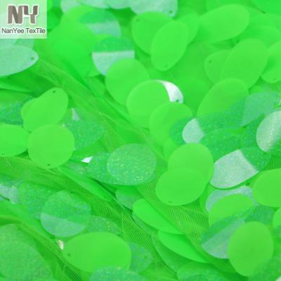 China Best Nanyee Breathable Textile Neon Lime Sequin Big Sale Fabric for sale