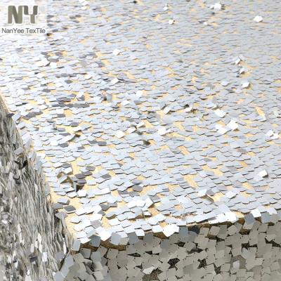 China Nanyee Textile Shrink-Resistant Custom Colors Widely Used Wedding Decoration Sequin Tablecloth Fabric for sale