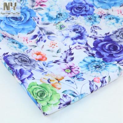 China Nanyee Textile Shrink-Resistant Blue Roses Printed Polyester Chiffon Fabric for sale