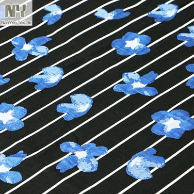 China Nanyee Jacquard Blend Fabric Flower Textile Pure Fluorescent White Blue Black Stripe Polyester for sale