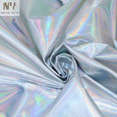 China Nanyee Waterproof Synthetic Textile Silver Iridescent Leather PU Coated Fabric for sale