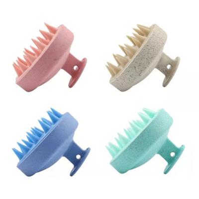 China Comfortable Wholesale Custom Handheld Soft Wheat Straw Hair Cleaning Shampoo Brush Head Scalp Massager Shampoo Bath Massage Brushes for sale