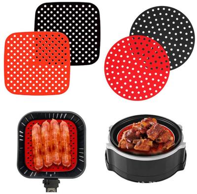 China Viable Reusable Heat Resistant Air Fryer Pot Non Stick Airfryer Silicone Air Fryer Cooking Liners Mat For Air Fryer for sale